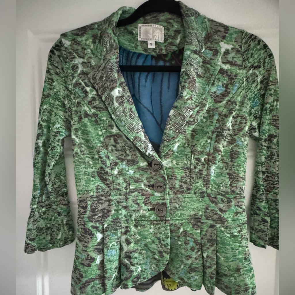 Alberto Makali Green And Strass Patterned Fabric Like New